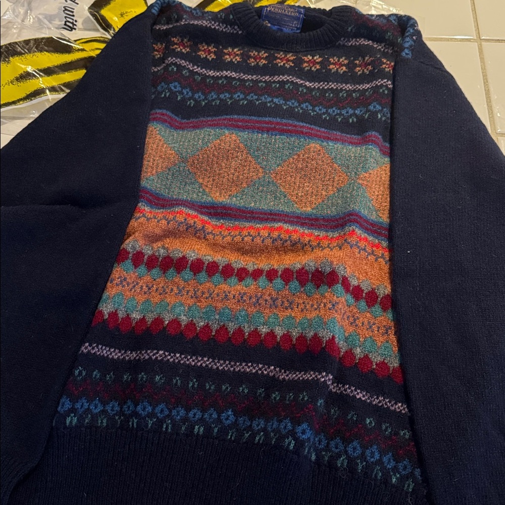 Pendleton High Grade Western Wear 100% Wool Sweater Size L USA 🐈‍⬛